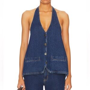 Hills Halter Top in Dark Denim